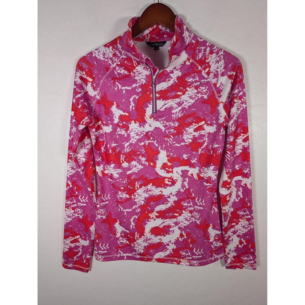 Skea Shimmies Shirt Womens Small Pink Red 1/4 Zip Base Layer Skiβ Pullover Print